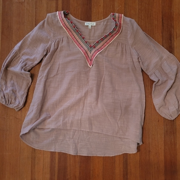 Tassels & Lace Boho Tunic Puff Sleeve Top Small - Picture 1 of 6